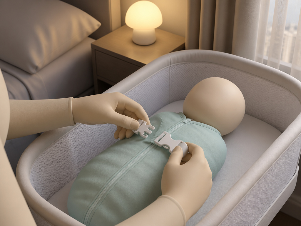 Gentle nighttime wake-up of newborn in bassinet with dim light, supporting sleep cycles