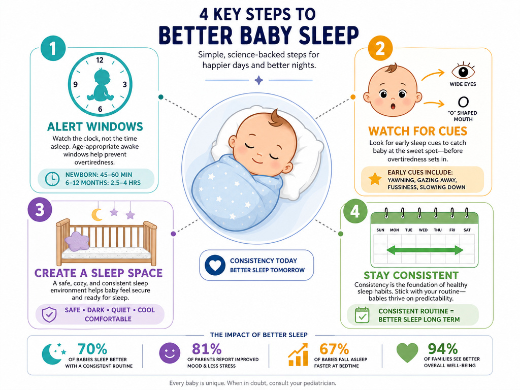 Infographic on supporting baby's smile development with responsive care tips.