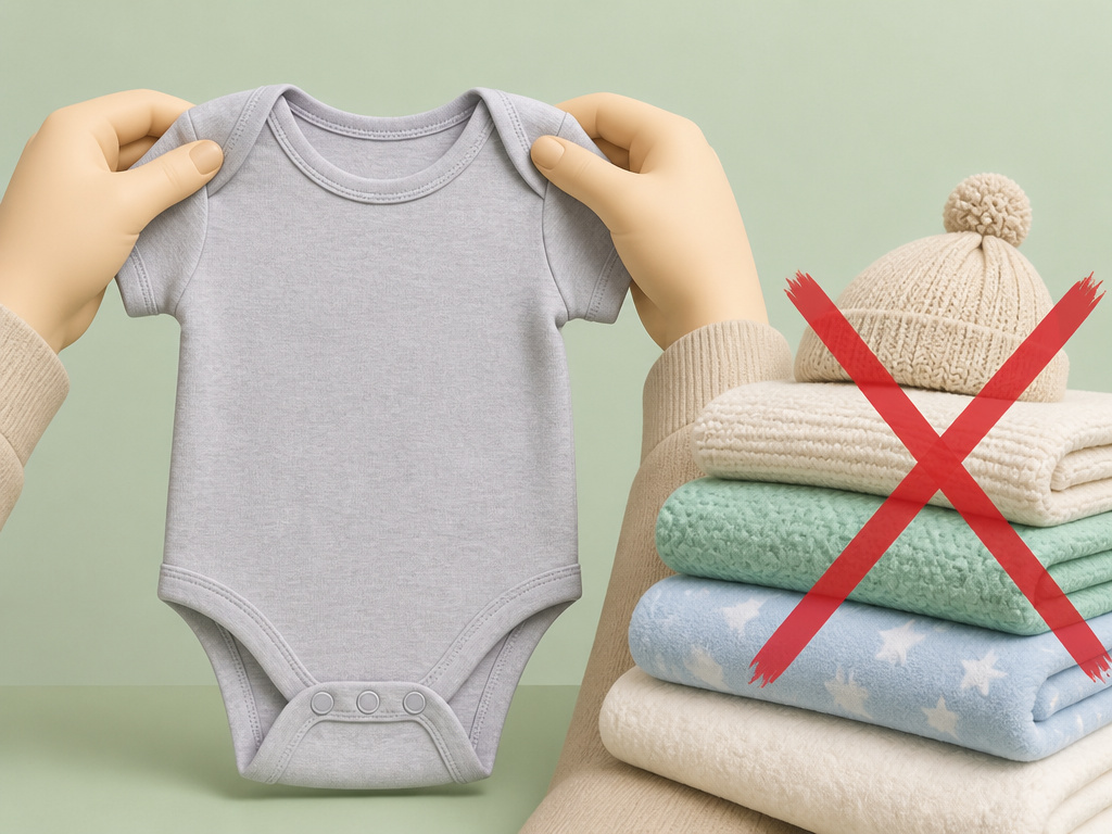 Single layer baby sleepwear with blankets and hat crossed out for safety