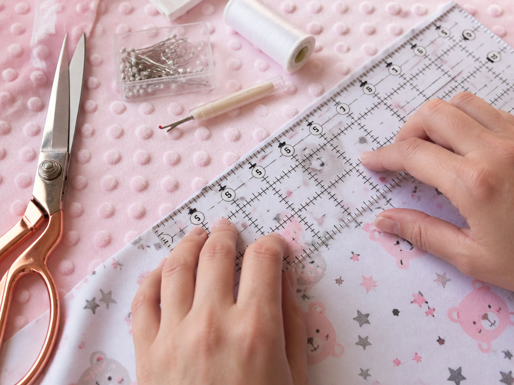 Essential sewing tools and materials for stitching a safe baby pillow.