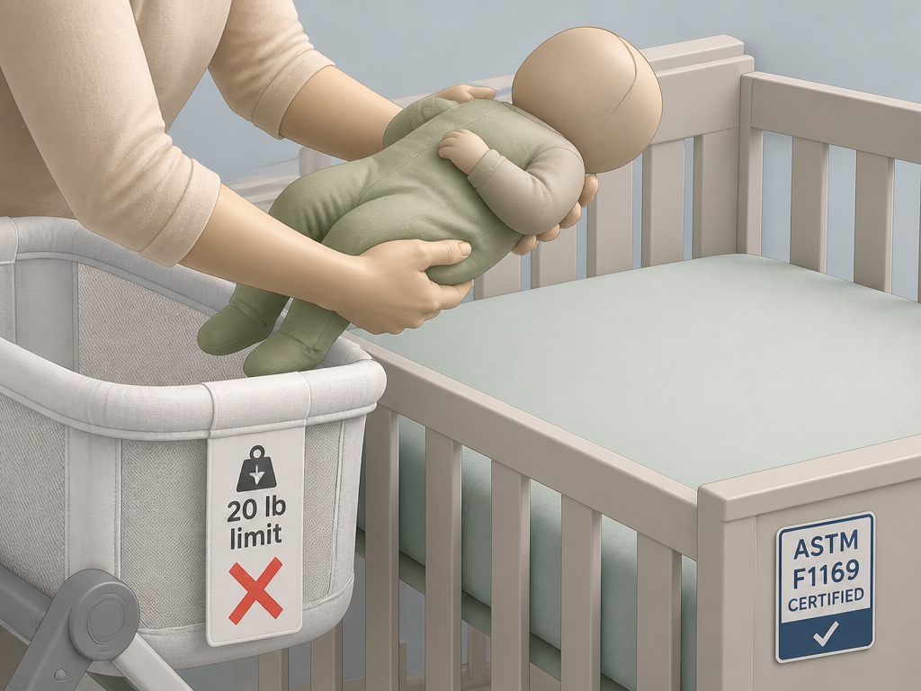 Transitioning baby from UPPAbaby bassinet to certified crib for safe sleep